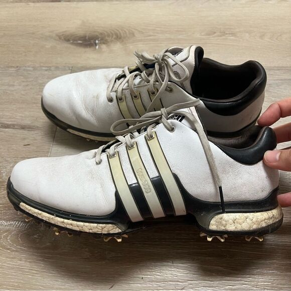 Adidas Mens Tour 360 Boost 2.0 Leather Golf Shoes White Black Q44985 Size 10.5